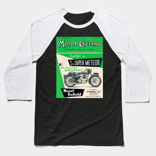 Vintage Motor Cycle Magazine Cover Baseball T-Shirt by Random Railways